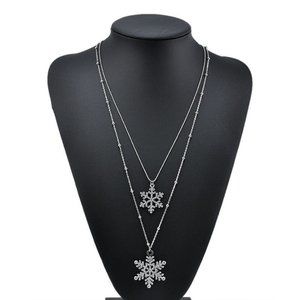 Silver Double Layer Snowflake Necklace